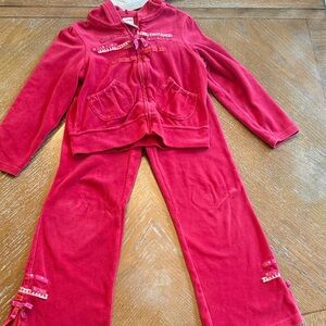 Gymboree Red Velour Hoodie with Floral Accents